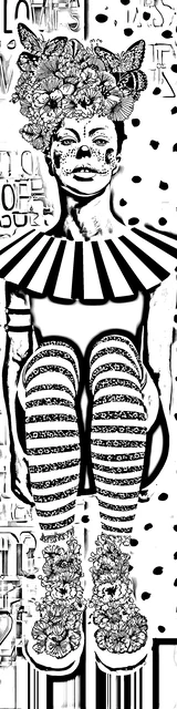 Free colorable bookmarks of a sitting clown